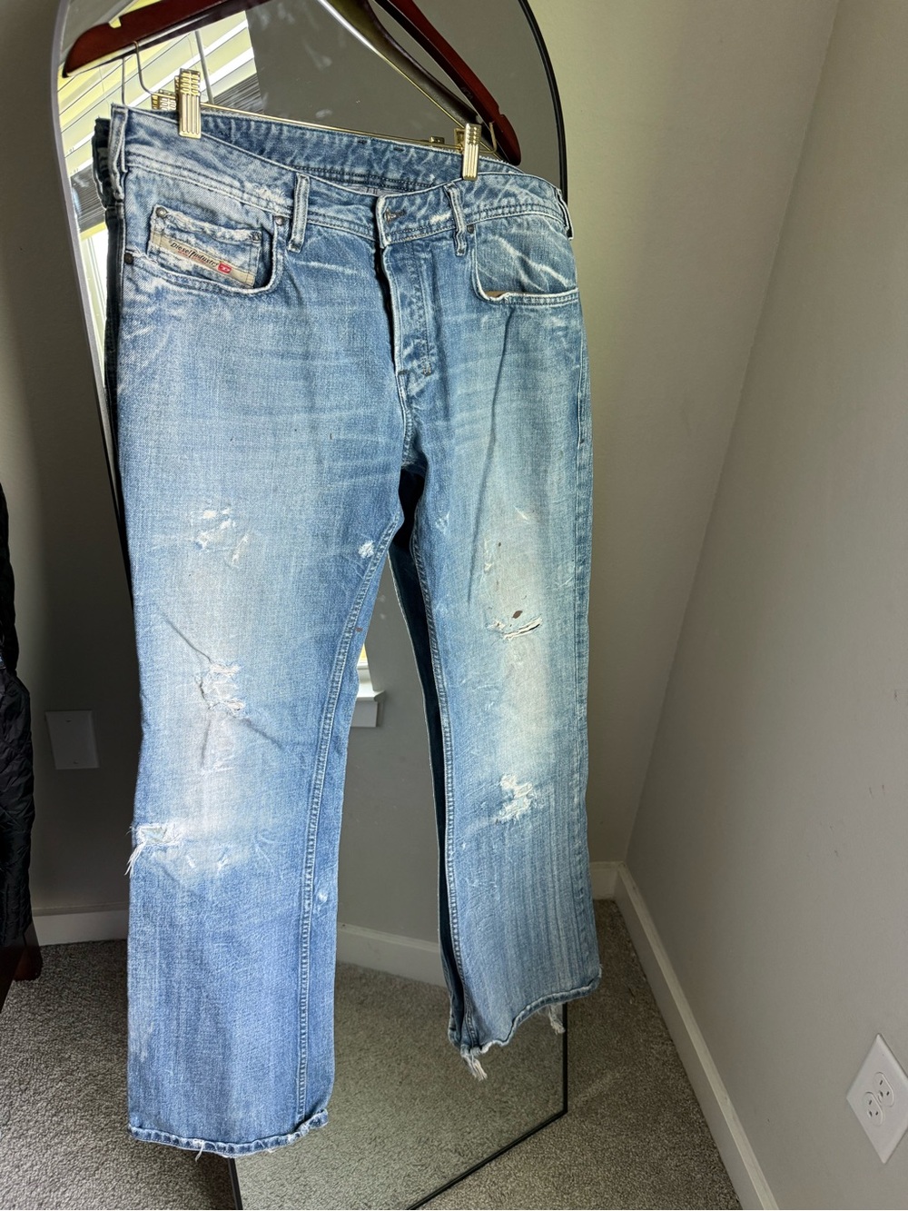 Vintage Diesel Industry Mens Zathan Distressed Blue Jeans W36_L34